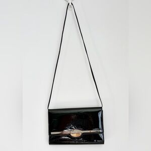 ⭐ 3 for $40 bundle sale - Vintage Black Patent Crossbody Bag – Made in 🇨🇦